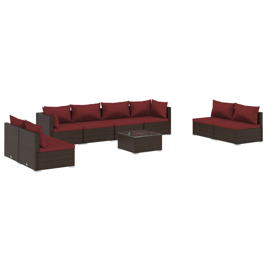 9-Delige Loungeset Met Kussens Poly Rattan 1