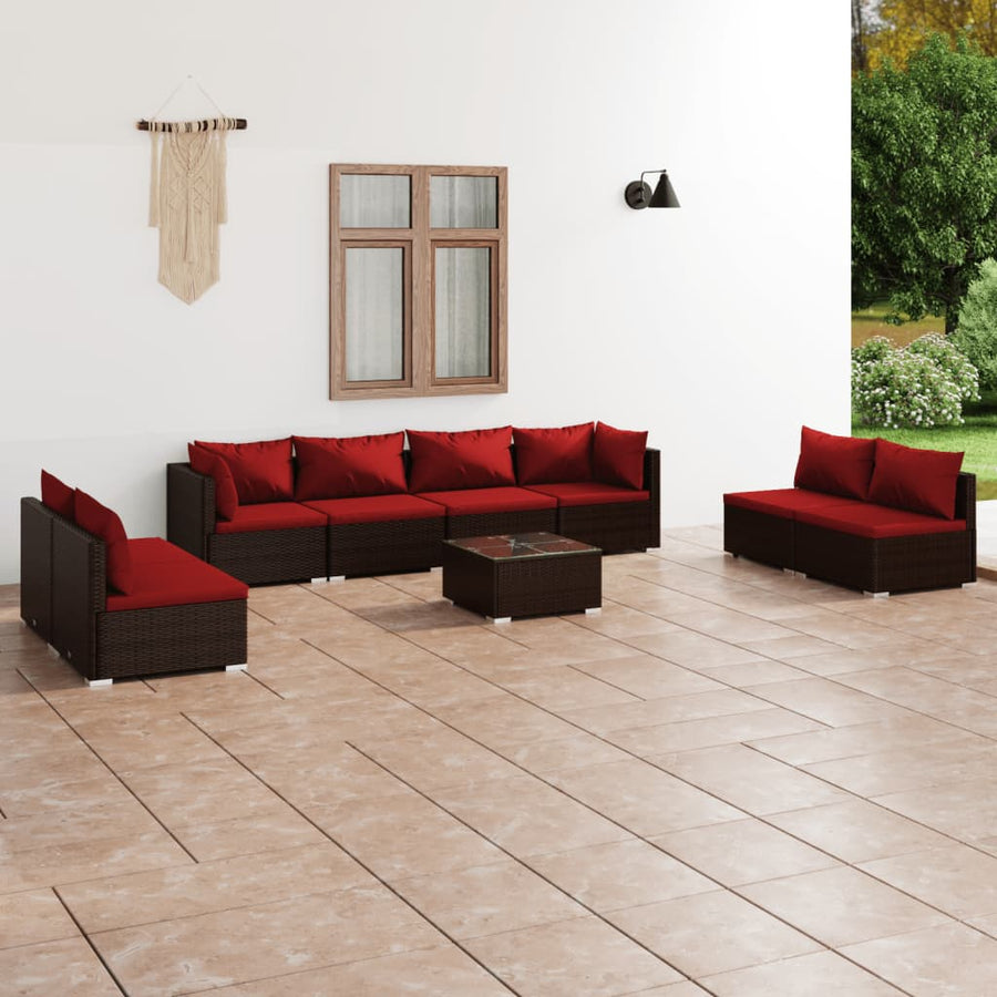 9-Delige Loungeset Met Kussens Poly Rattan 1