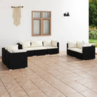 7-delige Loungeset met kussens poly rattan zwart 6x hoek + midden