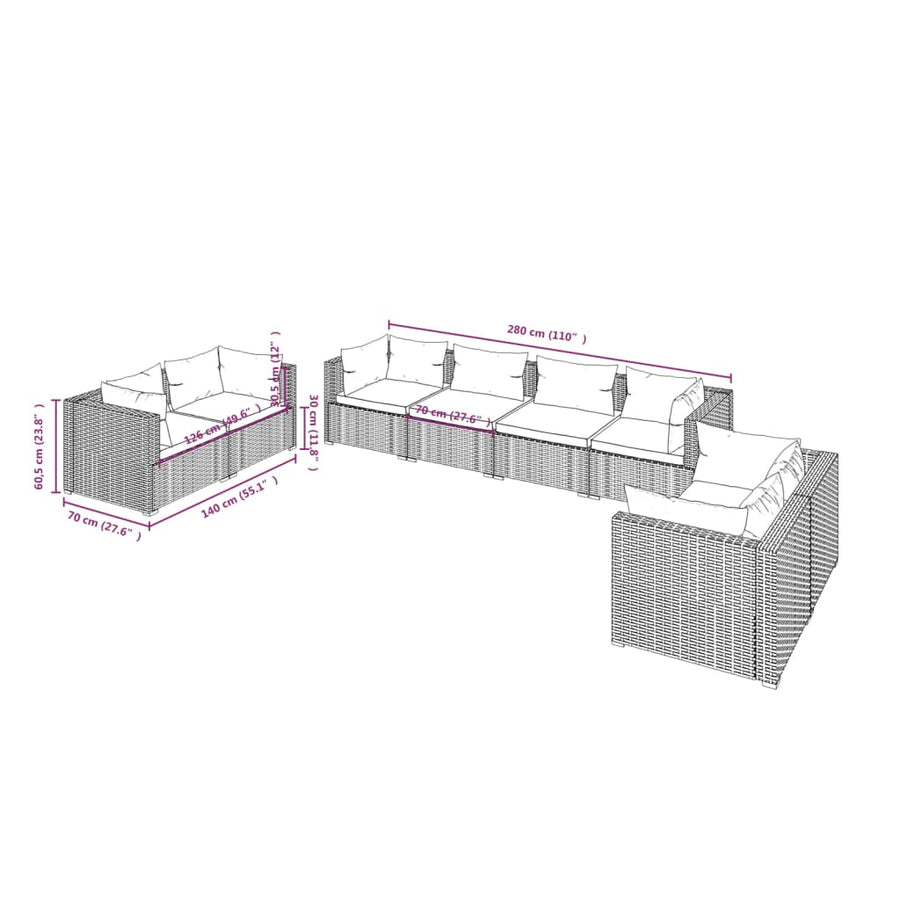 8-Delige Loungeset Met Kussens Poly Rattan 1