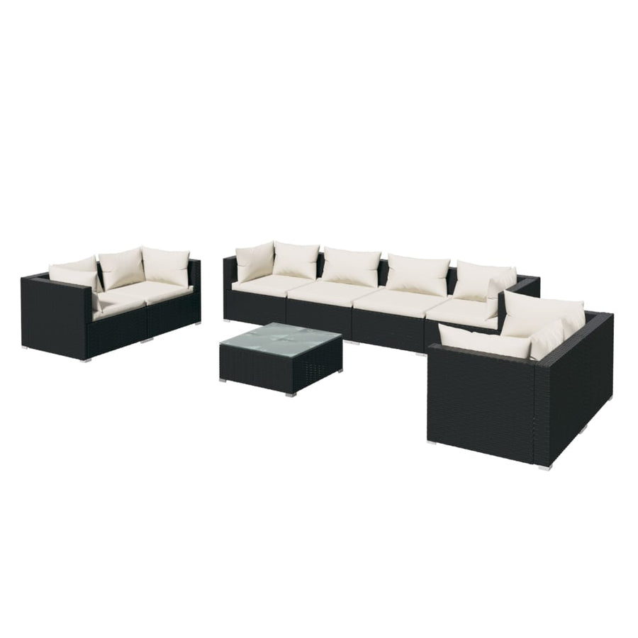 9-Delige Loungeset Met Kussens Poly Rattan 1