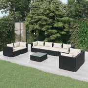 Loungeset 9-delig poly rattan zwart