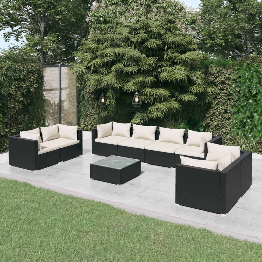 9-Delige Loungeset Met Kussens Poly Rattan 1
