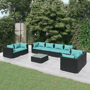 Loungeset 9-delig poly rattan zwart
