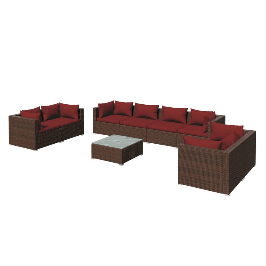 9-Delige Loungeset Met Kussens Poly Rattan 1