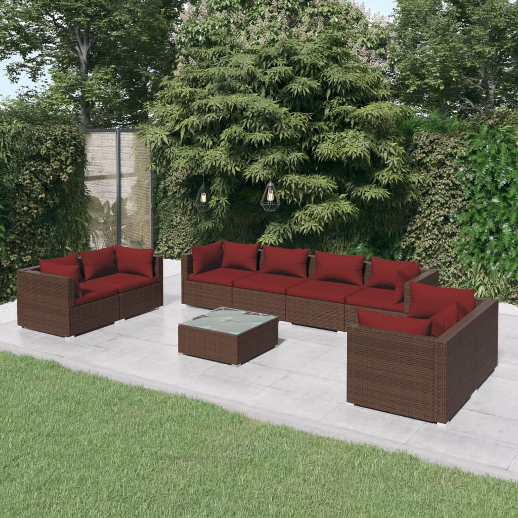 9-Delige Loungeset Met Kussens Poly Rattan 1