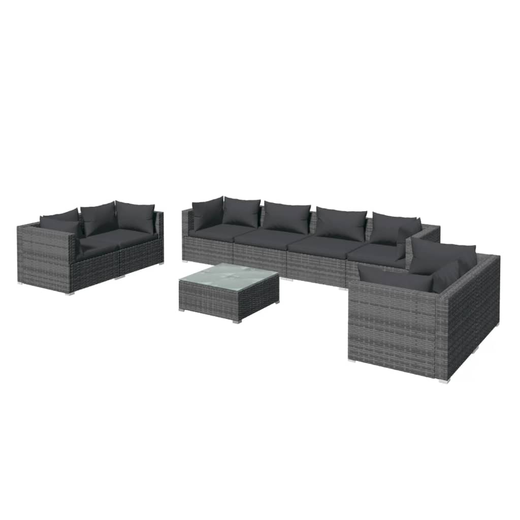 9-Delige Loungeset Met Kussens Poly Rattan 1