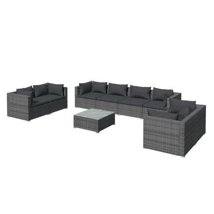 9-Delige Loungeset Met Kussens Poly Rattan 1