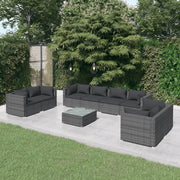 Loungeset 9-delig poly rattan grijs