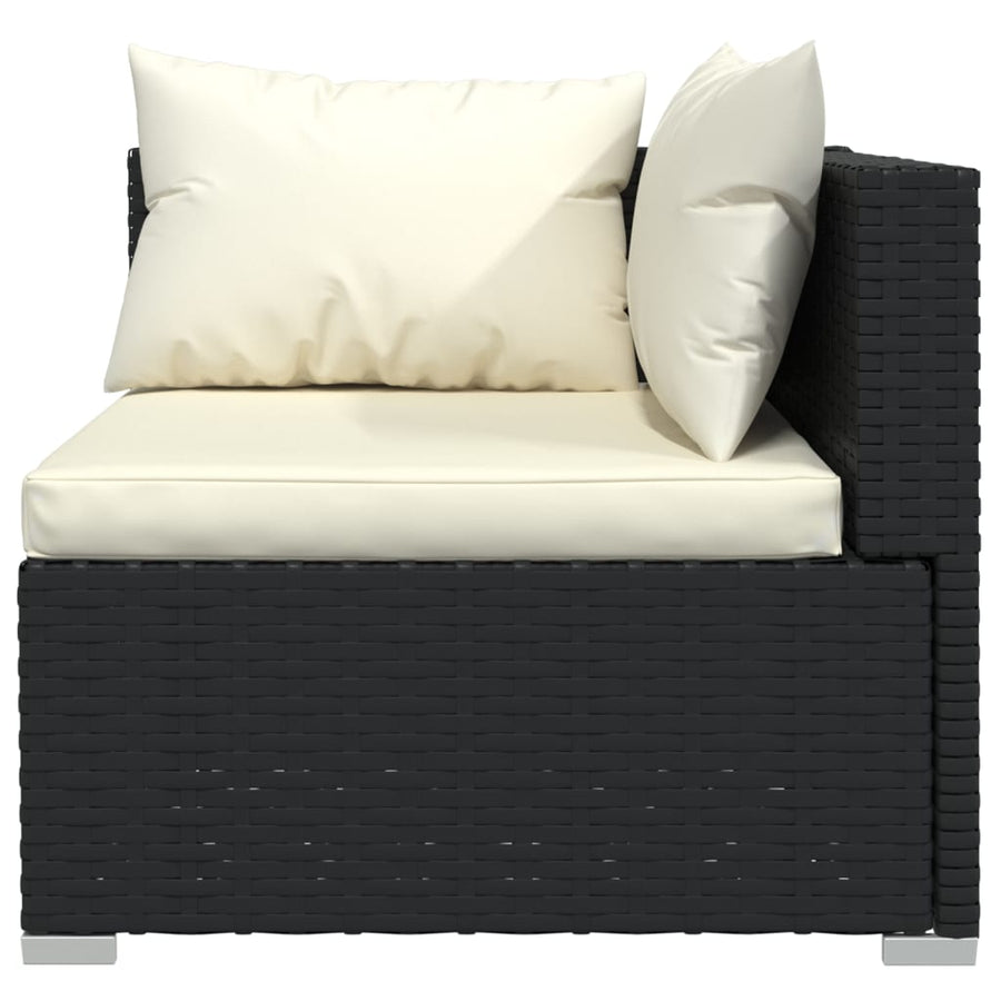 6-delige Loungeset met kussens poly rattan zwart 6x hoek