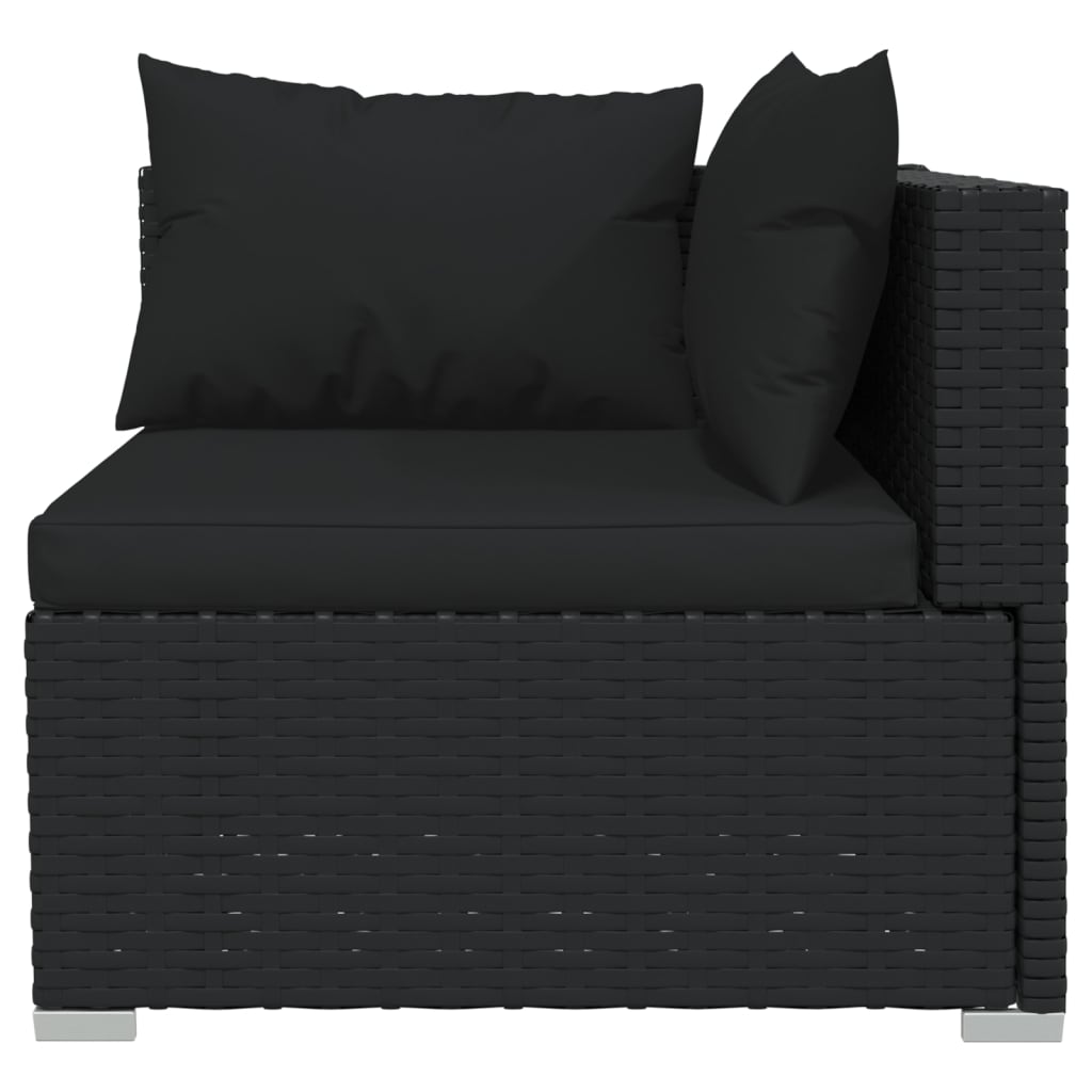 6-delige Loungeset met kussens poly rattan zwart 6x hoek