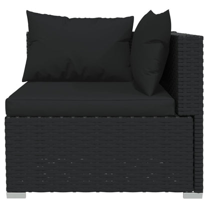 6-delige Loungeset met kussens poly rattan zwart 6x hoek