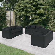 Loungeset 6-delig poly rattan zwart