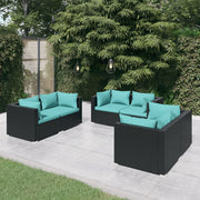 Loungeset 6-delig poly rattan zwart