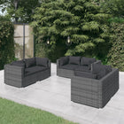 6-Delige Loungeset Met Kussens Poly Rattan Grijs En Antraciet 6x hoek