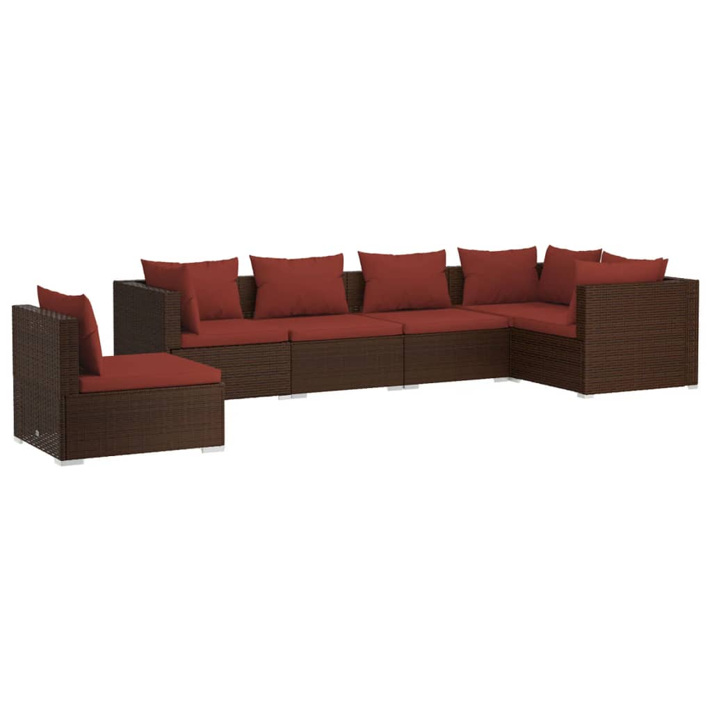 6-Delige Loungeset Met Kussens Poly Rattan 1