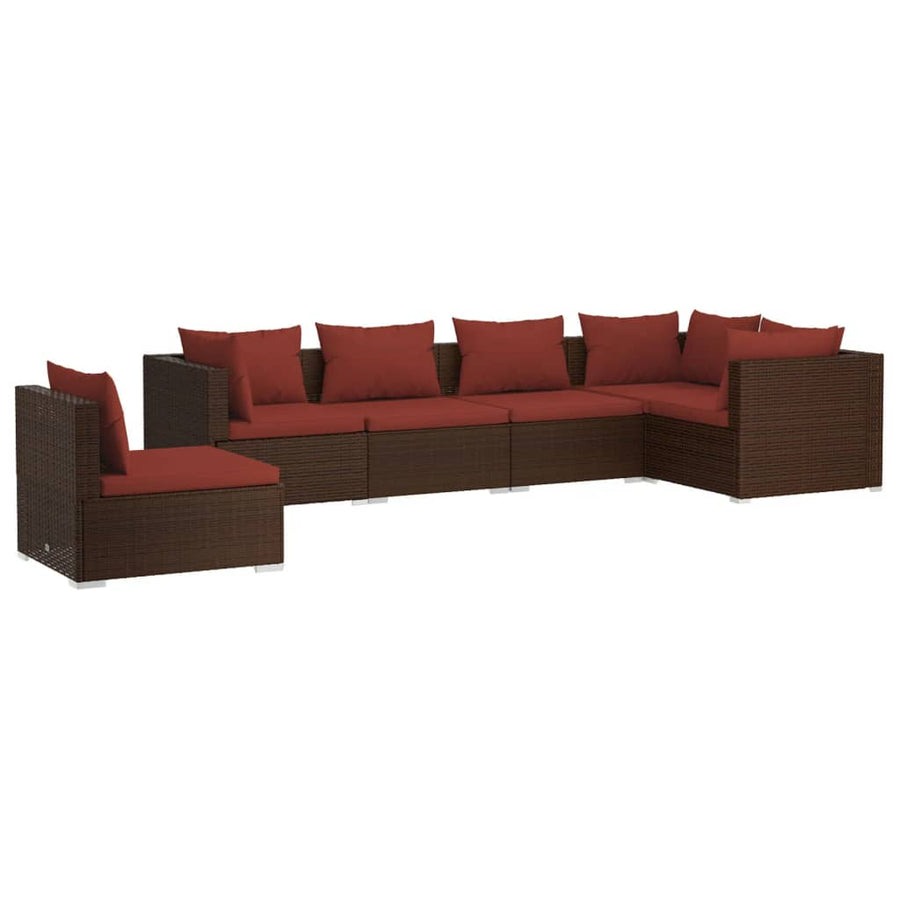 6-Delige Loungeset Met Kussens Poly Rattan 1