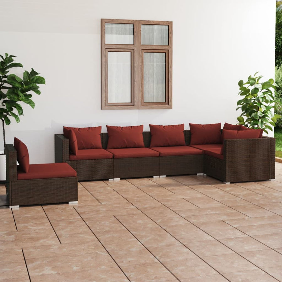 6-Delige Loungeset Met Kussens Poly Rattan 1