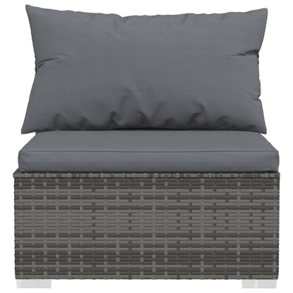 6-Delige Loungeset Met Kussens Poly Rattan Grijs en antraciet 3x hoek + 3x midden