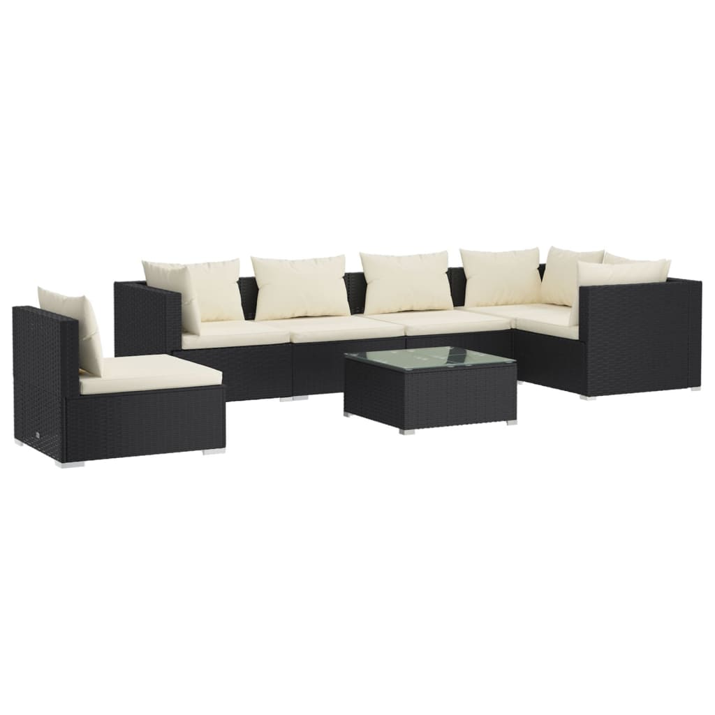 7-Delige Loungeset Met Kussens Poly Rattan 1