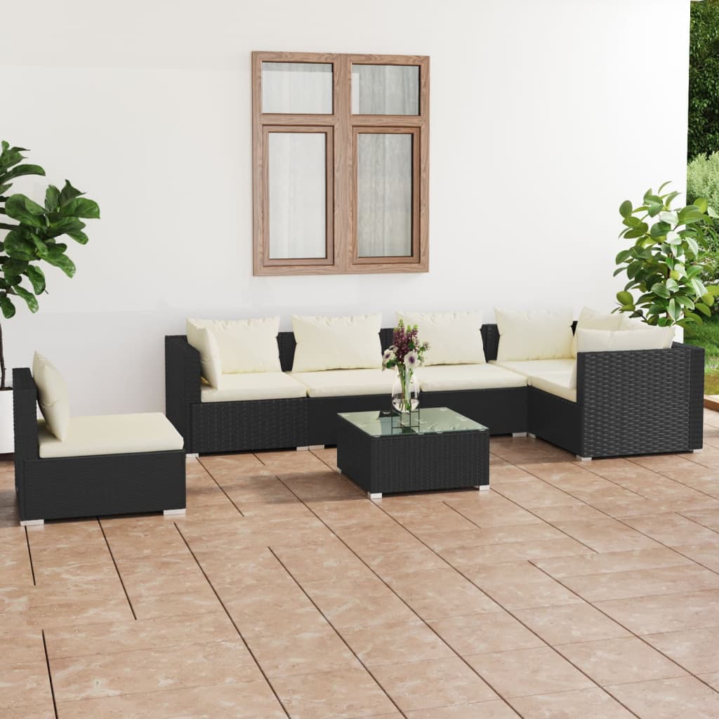 7-Delige Loungeset Met Kussens Poly Rattan 1