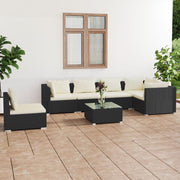 Loungeset 7-delig poly rattan zwart