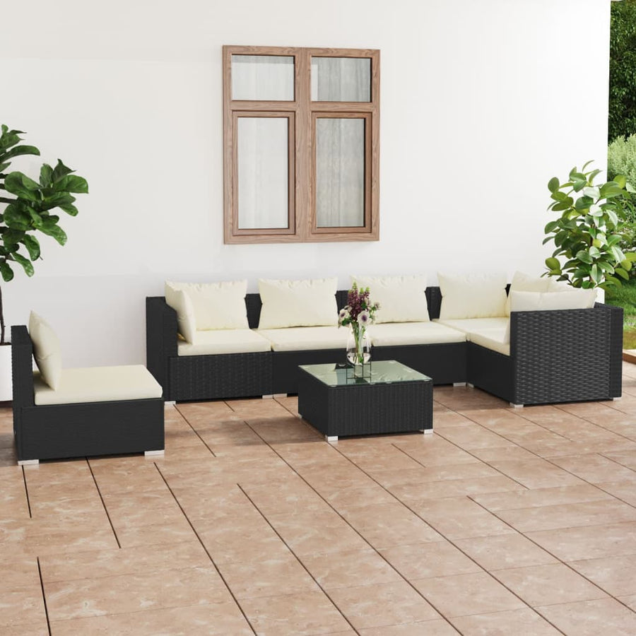 7-Delige Loungeset Met Kussens Poly Rattan 1
