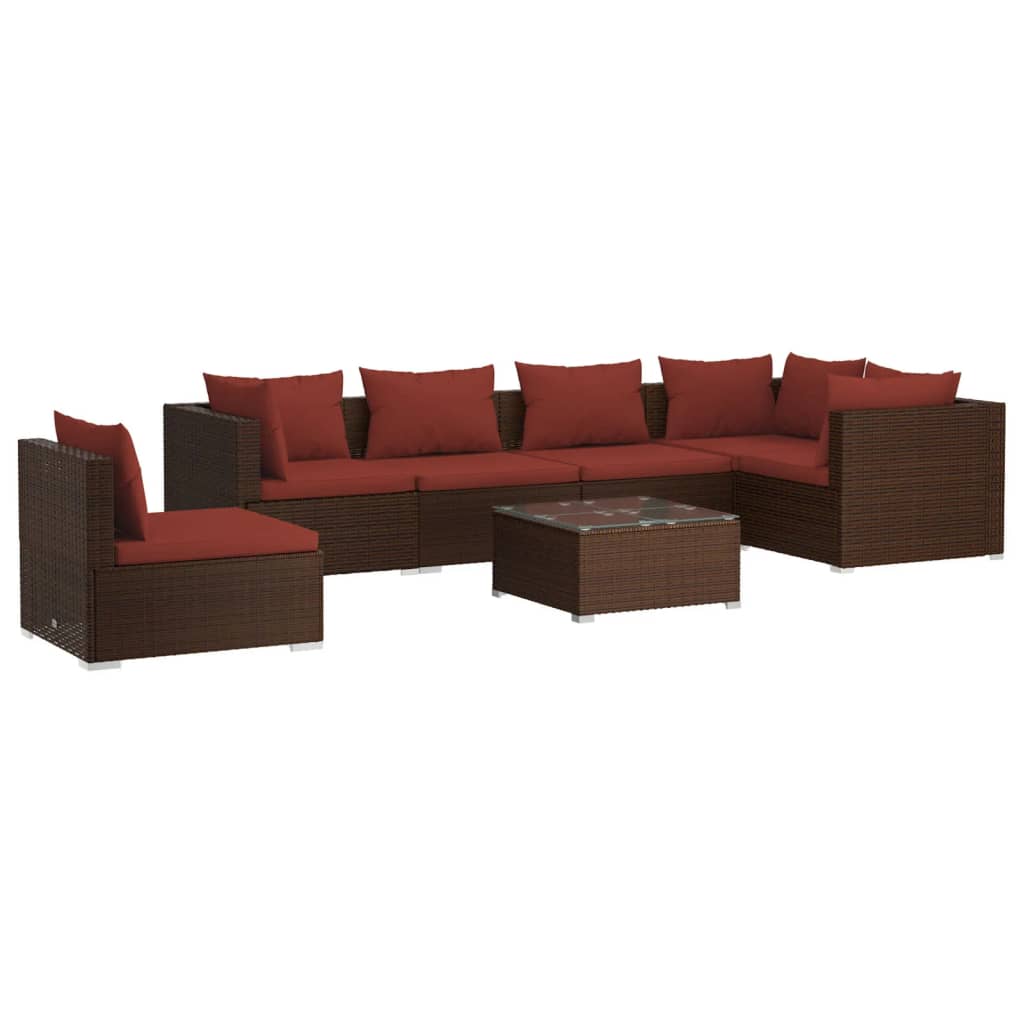7-Delige Loungeset Met Kussens Poly Rattan 1