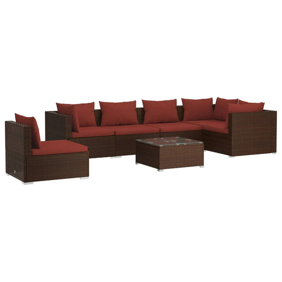 7-Delige Loungeset Met Kussens Poly Rattan 1