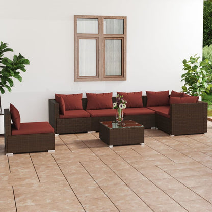 7-Delige Loungeset Met Kussens Poly Rattan 1