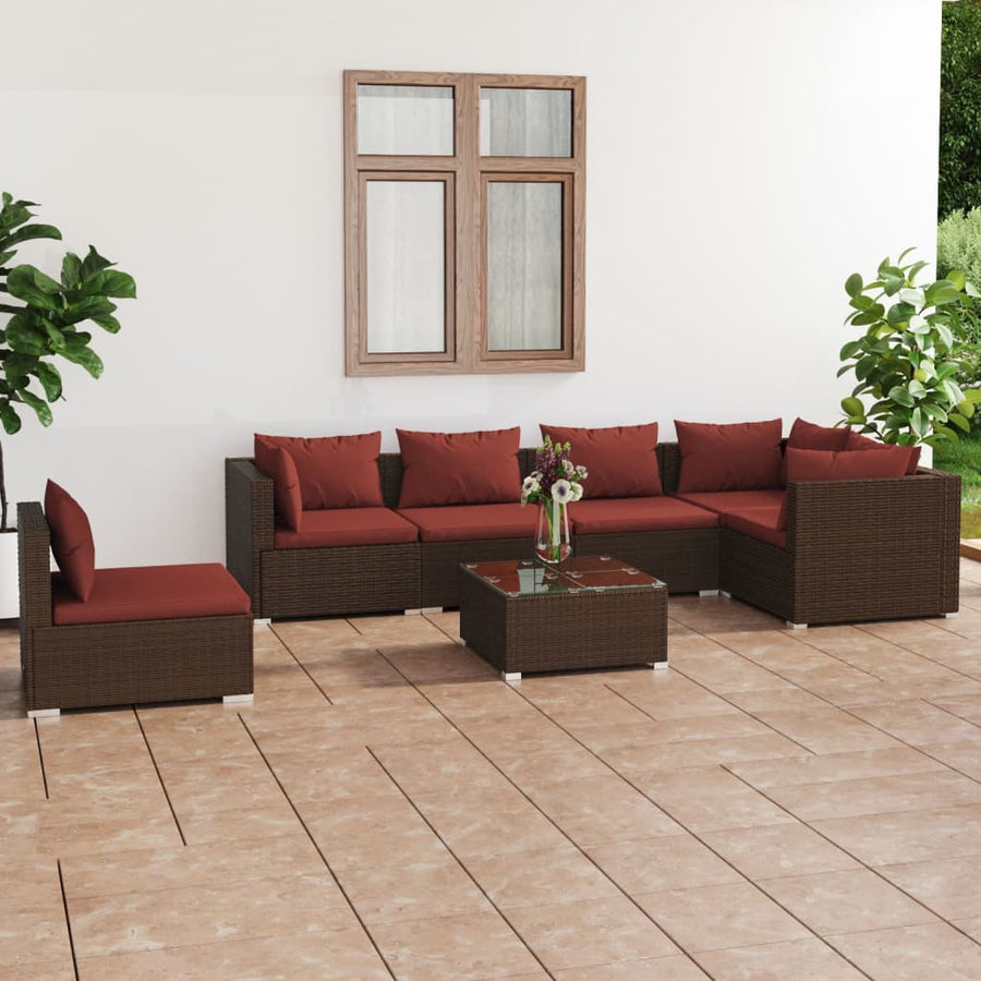 7-Delige Loungeset Met Kussens Poly Rattan 1