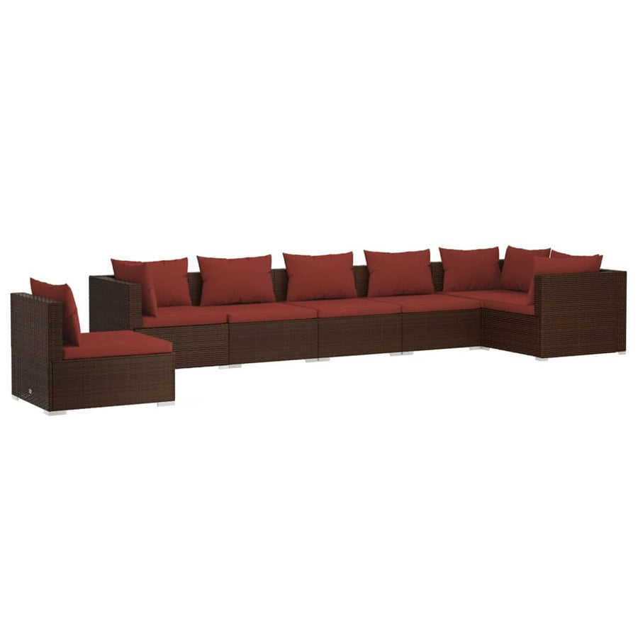 7-Delige Loungeset Met Kussens Poly Rattan 1