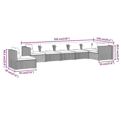 7-Delige Loungeset Met Kussens Poly Rattan 1