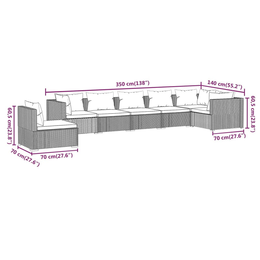 7-Delige Loungeset Met Kussens Poly Rattan 1