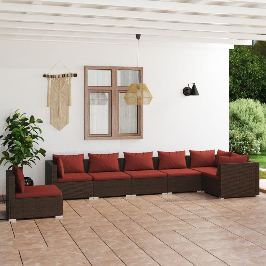 7-Delige Loungeset Met Kussens Poly Rattan 1