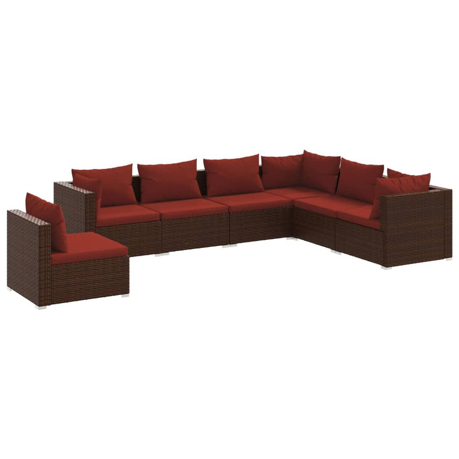 7-Delige Loungeset Met Kussens Poly Rattan 1