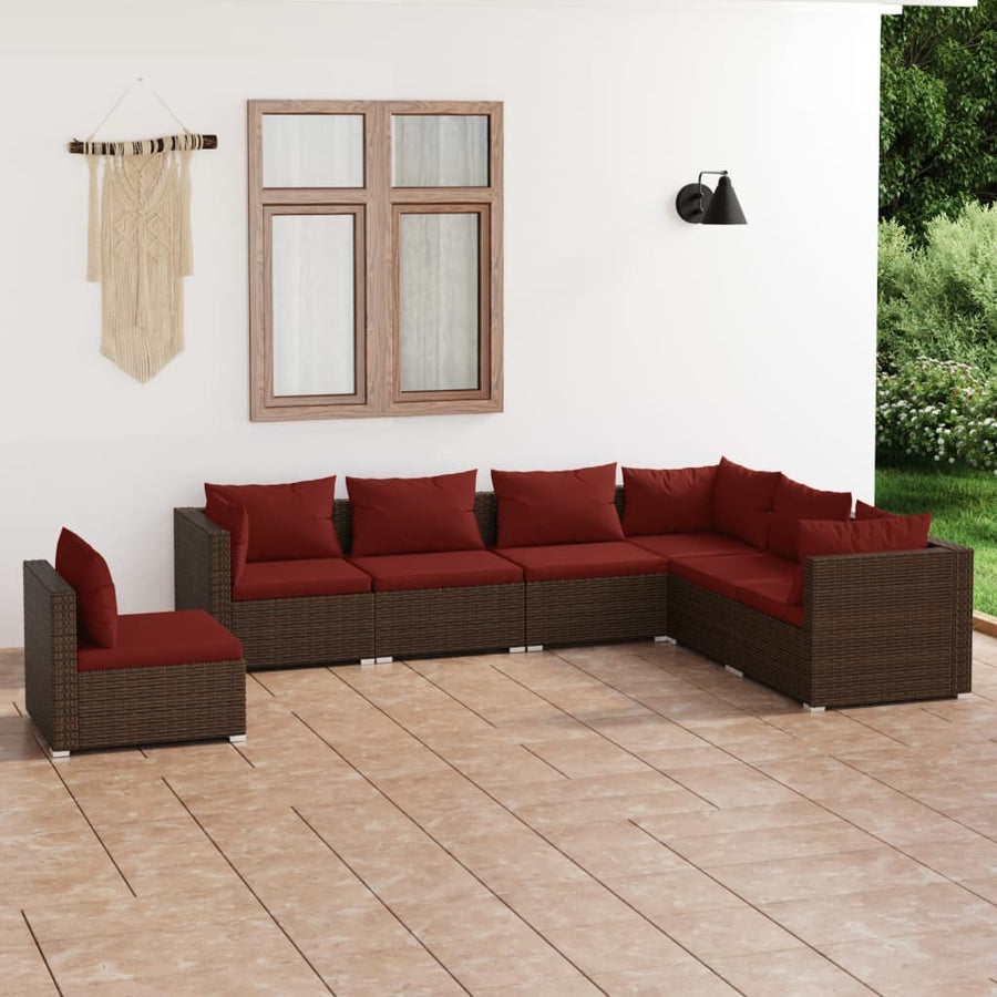 7-Delige Loungeset Met Kussens Poly Rattan 1