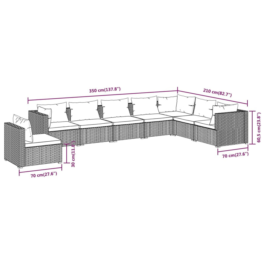 8-Delige Loungeset Met Kussens Poly Rattan 1