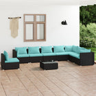 Loungeset 9-delig poly rattan zwart