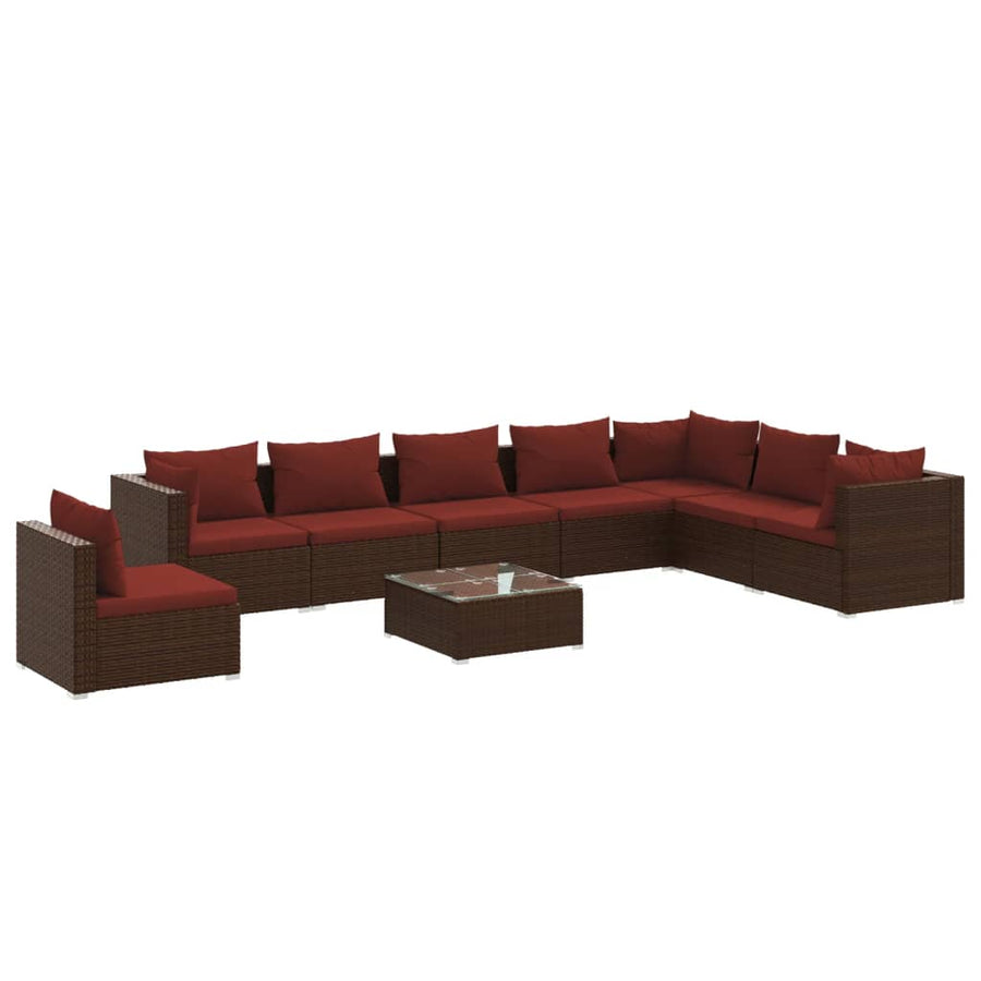 9-Delige Loungeset Met Kussens Poly Rattan 1