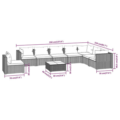 9-Delige Loungeset Met Kussens Poly Rattan 1