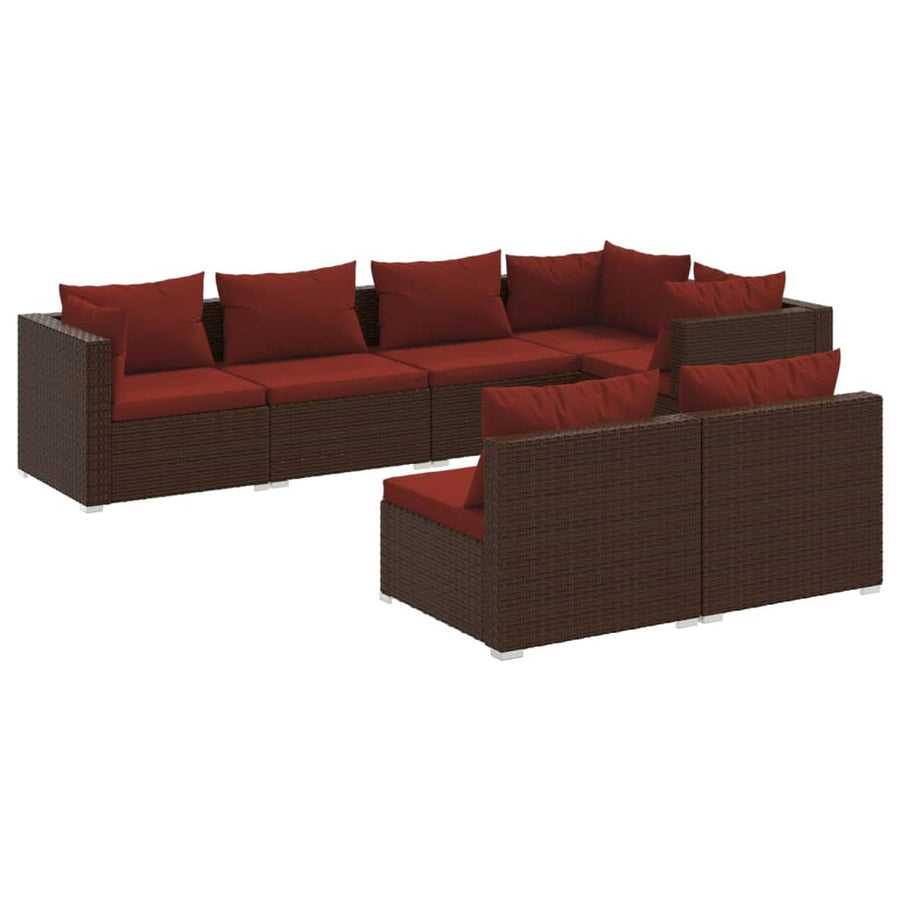 7-Delige Loungeset Met Kussens Poly Rattan 1