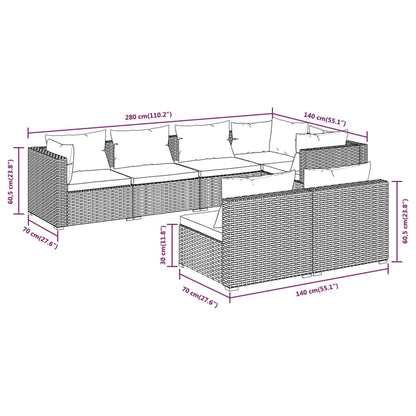 7-Delige Loungeset Met Kussens Poly Rattan 1