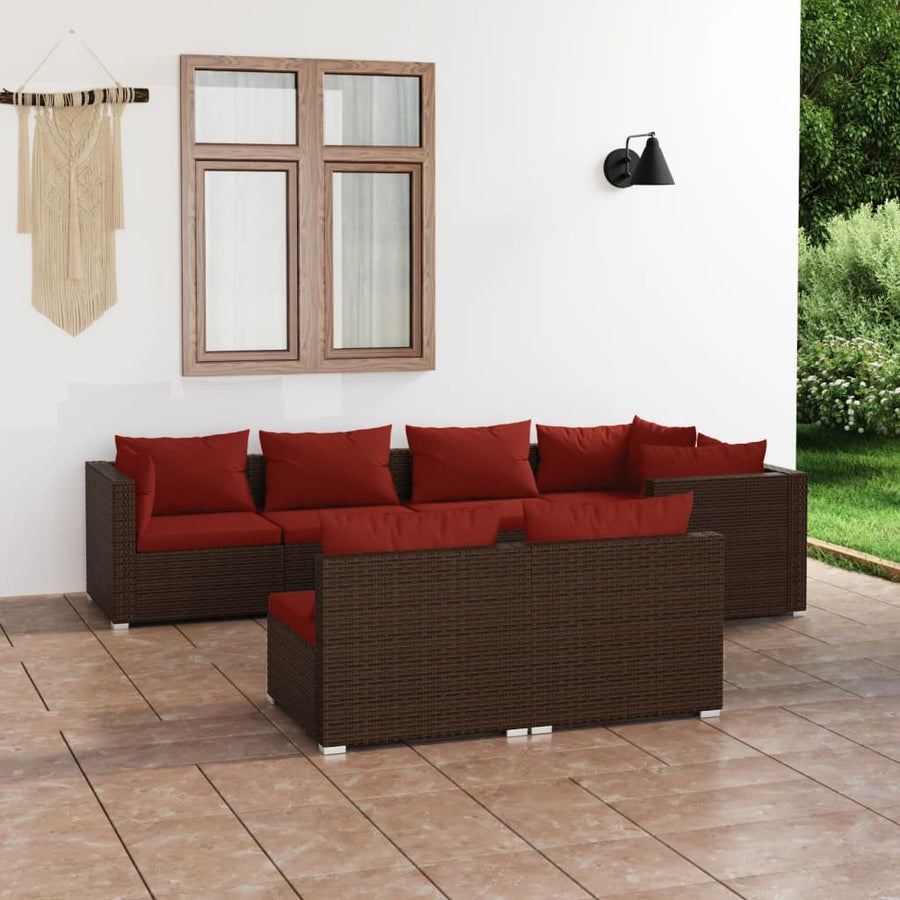 7-Delige Loungeset Met Kussens Poly Rattan 1