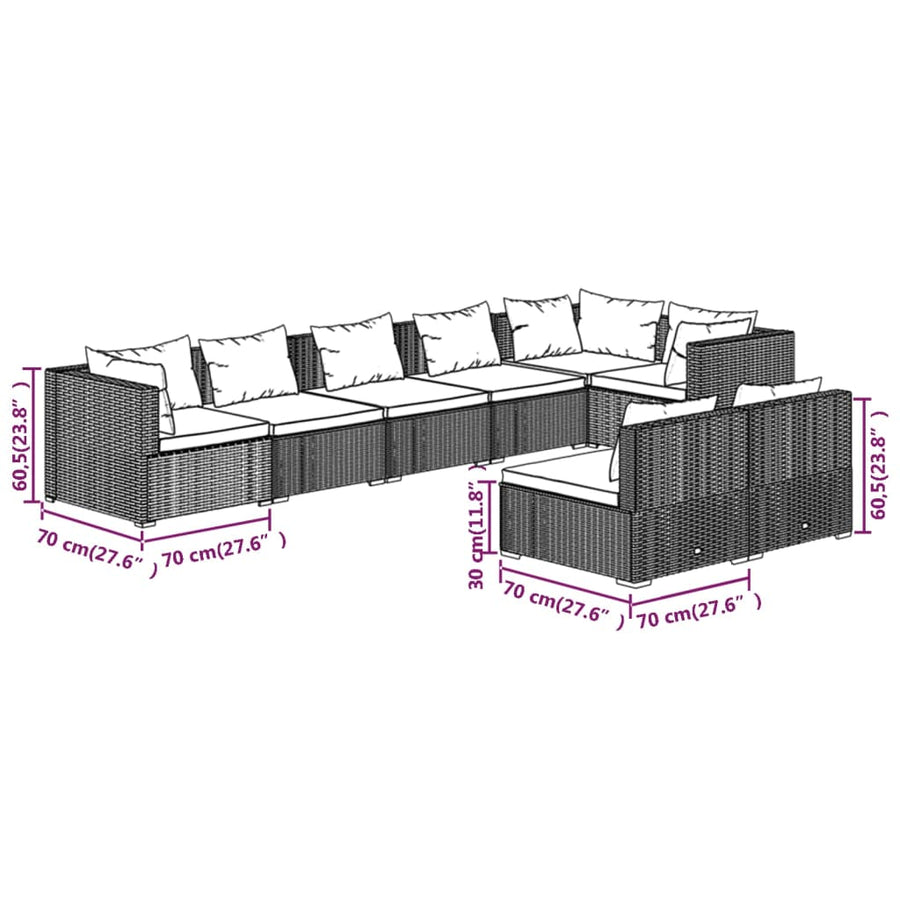 8-Delige Loungeset Met Kussens Poly Rattan 1