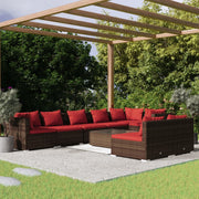 Loungeset 9-delig poly rattan bruin