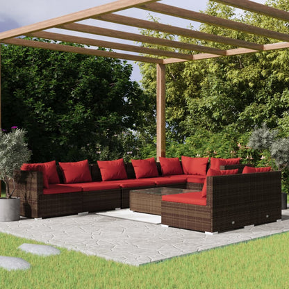 9-Delige Loungeset Met Kussens Poly Rattan 1