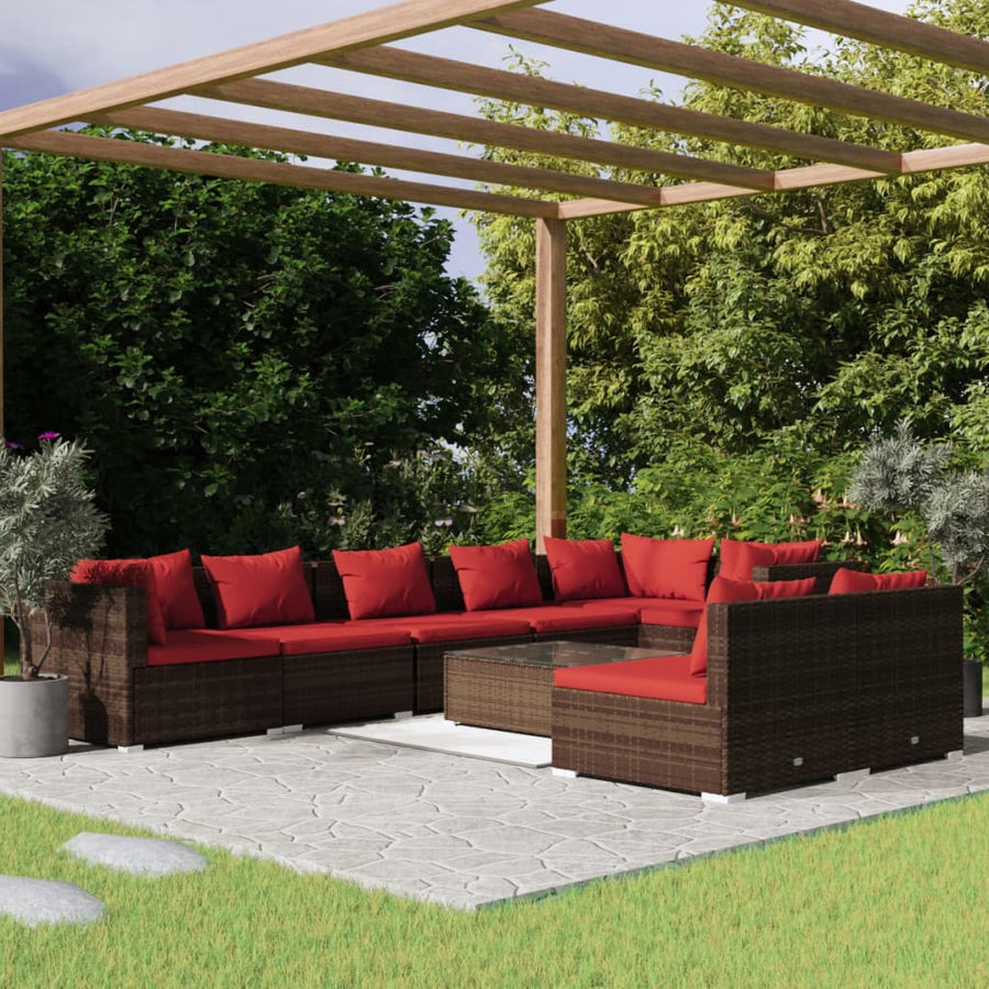 9-Delige Loungeset Met Kussens Poly Rattan 1