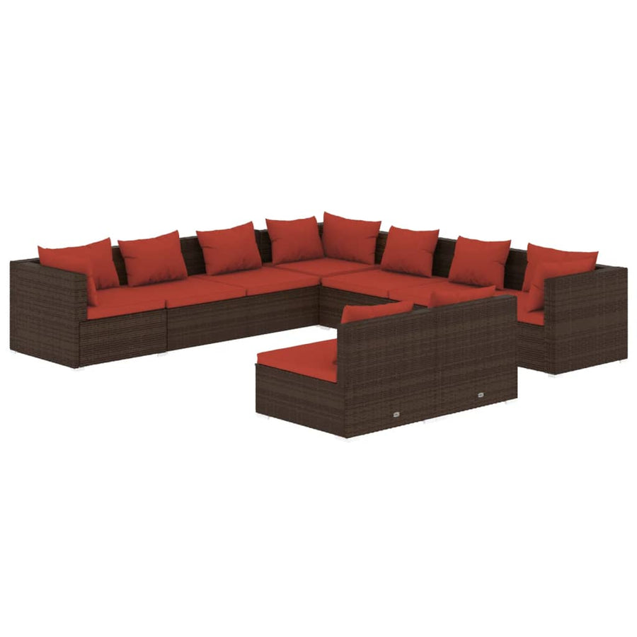 9-Delige Loungeset Met Kussens Poly Rattan 1