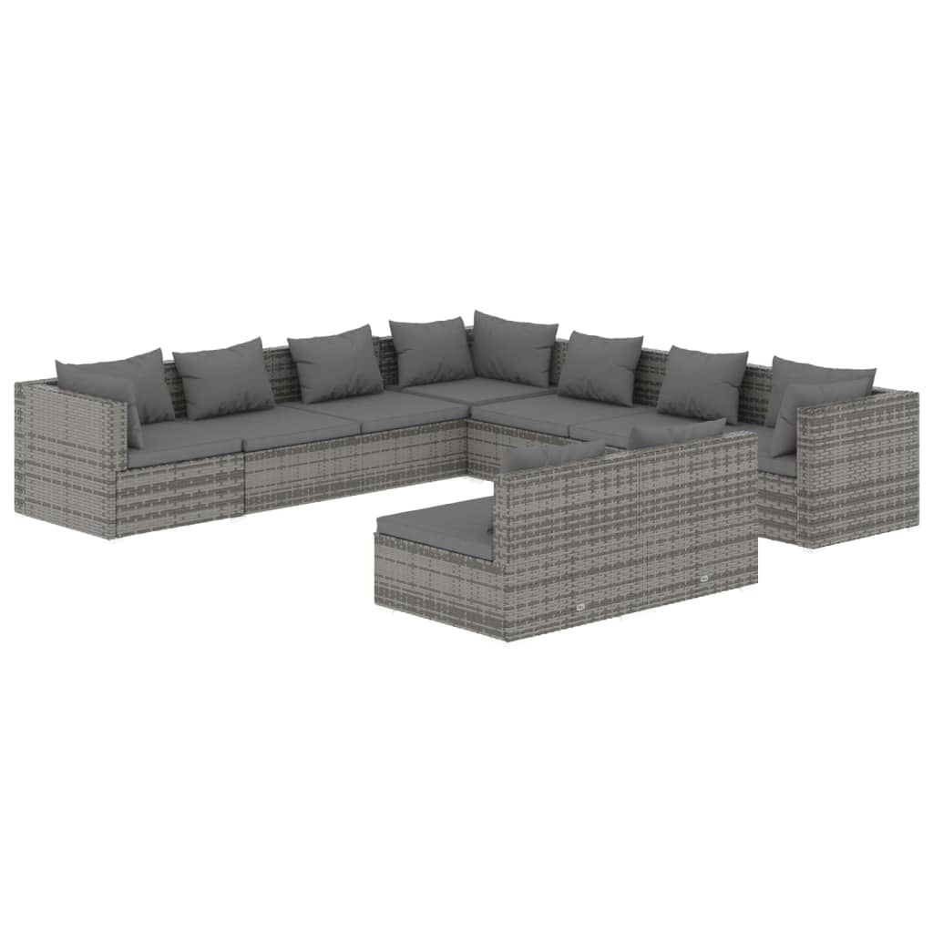 9-Delige Loungeset Met Kussens Poly Rattan 1